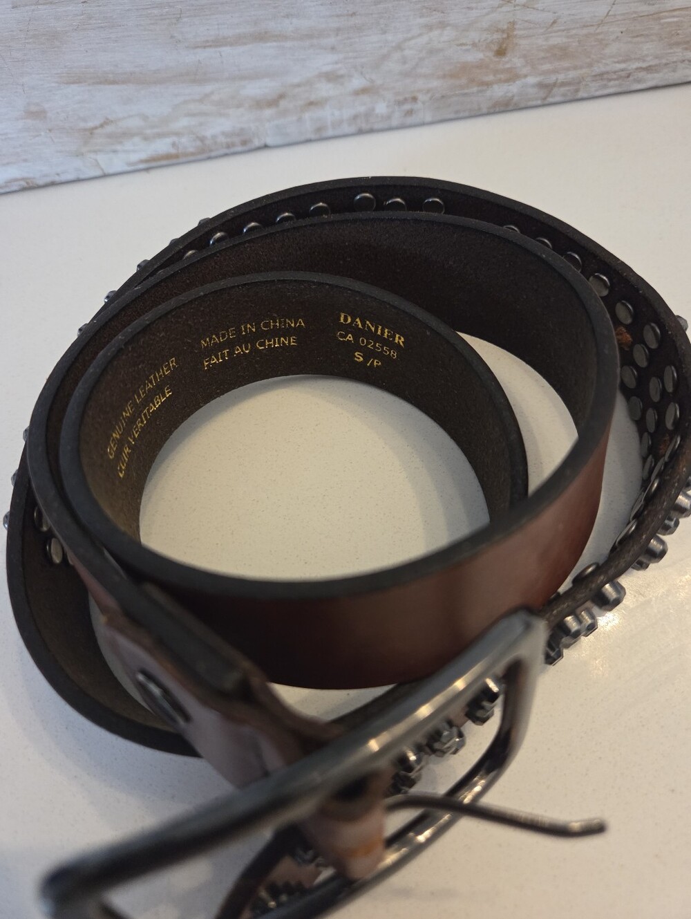 Danier Brown Leather Studded Belt